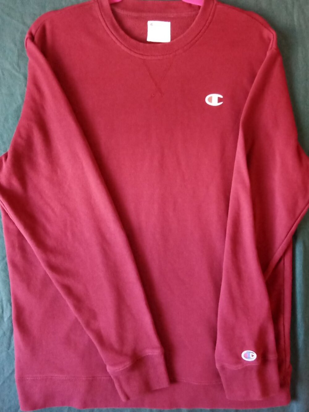 Champion Men's Crewneck Sweatshirt Maroon Burgundy Logo Size Large Long Sleeve